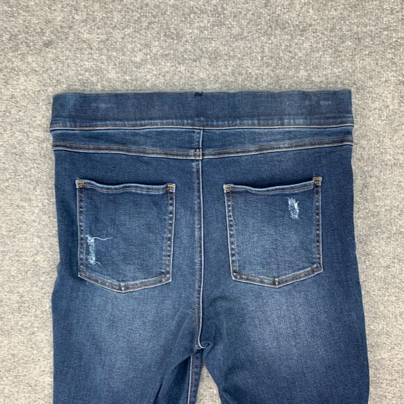 Spanx by Sara Blakely Jeggings Womens L Large Blue Denim Distressed Shape & Lift - Picture 10 of 15